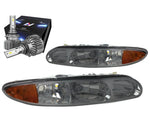 1999-2004 Oldsmobile Alero Headlight Head Lamps W/Led Kit Slim Style Smoked DNA MOTORING