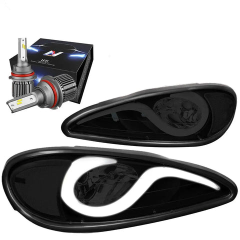 1999-2005 Pontiac Am Led Tinted Clear Corner Headlight W/Led Kit+Cool Fan DNA MOTORING