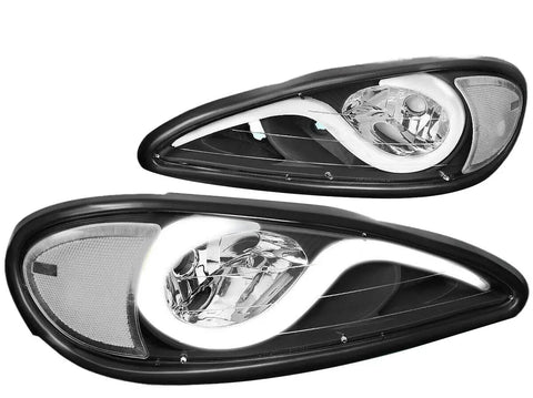 1999-2005 Pontiac Grand Am Led Drl Headlight Lamps Black Housing Clear Side DNA MOTORING