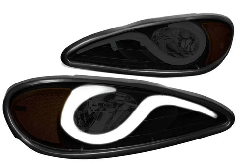 1999-2005 Pontiac Grand Am Led Drl Headlight Lamps Smoked Lens Amber Side DNA MOTORING