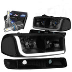 1999-2007 Gmc Sierra 1500 Signal Headlight Lamps W/Led Kit+Cool Fan Tinted DNA MOTORING
