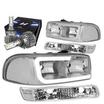 1999-2007 Gmc Sierra Yukon Led Chrome/Clear Headlight W/Led Kit Slim Style DNA MOTORING