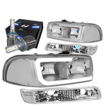 1999-2007 Gmc Sierra Yukon Led Drl Chrome/Clear Headlight W/Led Kit+Cool Fan DNA MOTORING