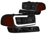 1999-2007 Gmc Sierra/Yukon Pair Led Drl Headlight+Bumper Lamps Smoked/Amber DNA MOTORING