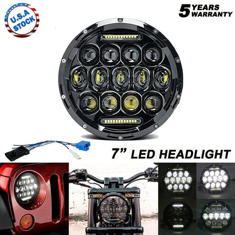 1X 7Inch 85W Hi/Lo Led Headlight Drl Lamp For Harley Davidson Softail Motorcycle EB-DRP