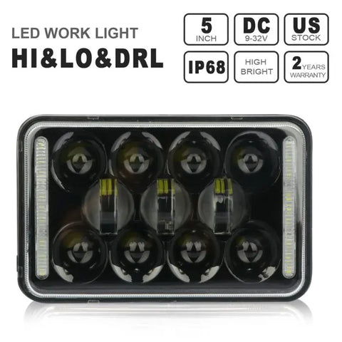 1x 5 inch high/low beam xenon DRL square headlight universal Toyota Pickup ECCPP