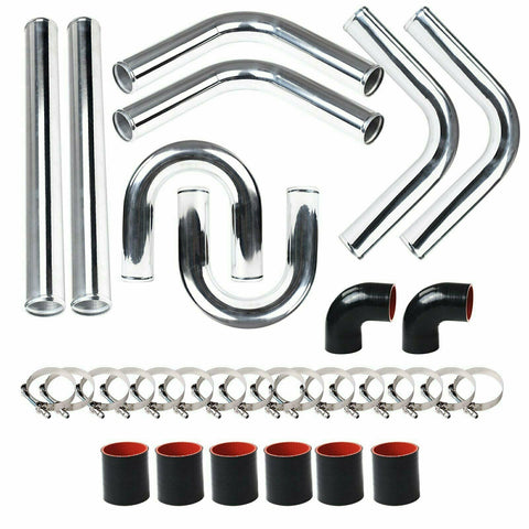 2''/51mm Turbo Intercooler Aluminum Pipe Silicone Hose Kit Black-Red New SILICONEHOSEHOME