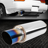 2" Inlet Stainless Steel Straight-Through Exhaust Muffler 3" Burnt Diagonal Tip Speed Daddy