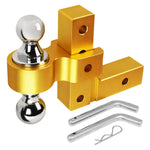 2" Receiver Aluminum 6" Drop Adjustable Tow Towing Hitch Gold W/Dual Ball DNA MOTORING
