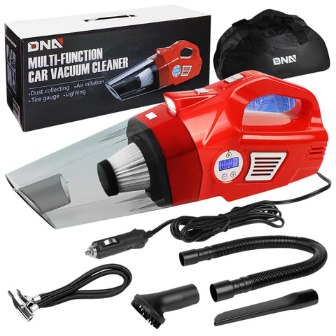 2 In 1 Portable Handheld Car Mini Corded Vacuum Cleaner & Air Compressor - Red DNA MOTORING