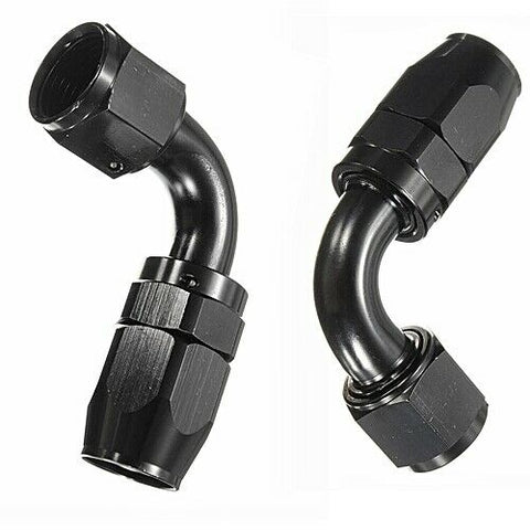 2 PCS AN8 -8AN 90 Degree Swivel Adapter Fuel Oil Hose End Fittings Black Color Dynamic Performance Tuning