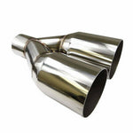 2.5" In 3.5" Out Silver Straight Cut Duo Exhaust Tip Polished Stainless Steel SILICONEHOSEHOME
