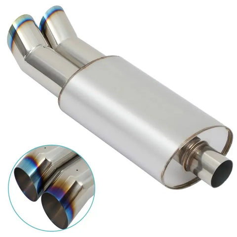 2.5" Inlet - 22" Long - 3" Dual Slant Tip Exhaust Muffler Upgrade T304 Stainless ECCPP