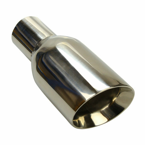 2.5" Inlet - 4" Outlet Stainless Steel Sliver Duo Layer Slant Cut Exhaust Tip SILICONEHOSEHOME