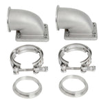 2.5" Vband 90 Degree Cast Elbow Adapter Flange + Clamp 1 Pair For T3 Turbo SILICONEHOSEHOME