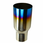 2.5"In 3.5"Out  Polished Stainless Steel Blue Burnt Exhaust Single Layer Tip SILICONEHOSEHOME