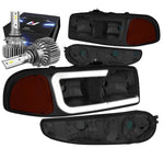 2000-06 Gmc Sierra 1500 Yukon Led Drl Headlight W/Led Kit Slim Style Smoked DNA MOTORING