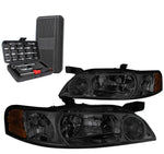 2000-2001 Nissan Altima Smoked Housing Amber Side Headlight Head Lamps+Tools DNA MOTORING