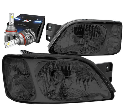 2000-2004 Subaru Legacy Oe Style Headlight W/Led Kit Slim Style Smoked/Clear DNA MOTORING