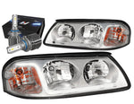 2000-2005 Chevy Impala Led Drl Chrome/Amber Headlights W/Led Kit+Cool Fan DNA MOTORING