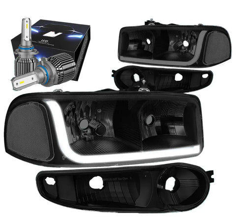 2000-2006 Gmc Sierra Yukon 1500 Denali Led Drl Headlight W/Led Kit+Fan Tint DNA MOTORING