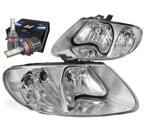2001-2007 Chrysler Town Country Headlights W/Led Kit+Cool Fan Chrome/Clear DNA MOTORING