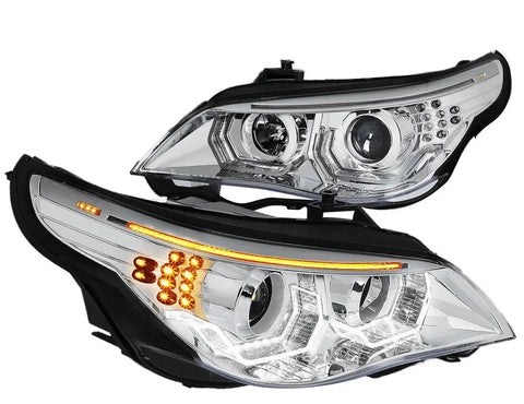 2004-2007 Bmw E60 3D Led U-Halo+Turn Signal Hid Projector Headlight Lamps DNA MOTORING