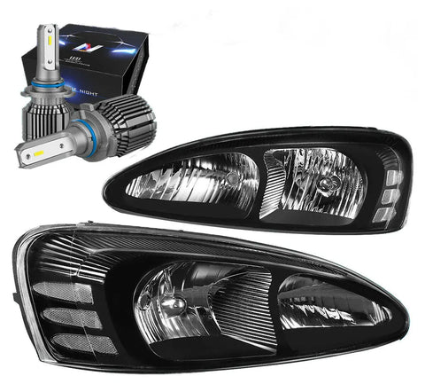 2004-2008 Grand Prix Gt Gt2 Oe Replace Headlight W/Led Kit+Cool Fan Black DNA MOTORING
