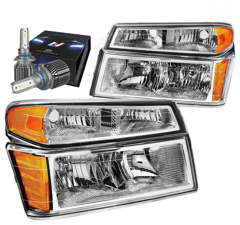 2004-2012 Chevy Colorado/Gmc Canyon Headlights W/Led Kit+Cool Fan Chrome DNA MOTORING