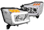 2004-2015 Titan Armada Led Drl Turn Signal Projector Headlight Chrome/ Clear DNA MOTORING