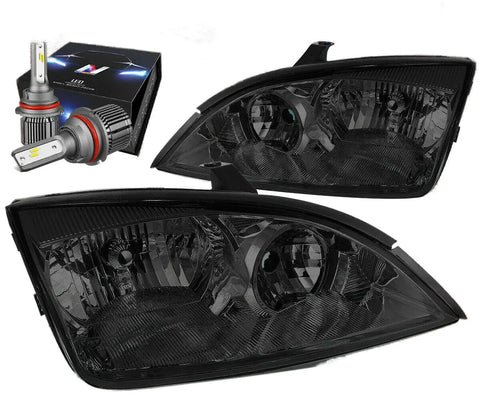 2005-2007 Ford Focus Replacement Headlight Lamps W/Led Kit+Cool Fan Smoked DNA MOTORING