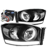 2006-2008 Dodge Ram Led Drl Black/Clear Side Headlight W/Led Kit Slim Style DNA MOTORING