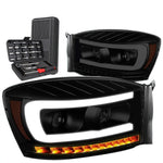 2006-2009 Ram Led Tube Sequential Projector Headlight+Tools Tinted/Amber DNA MOTORING