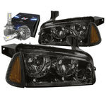 2006-2010 Dodge Charger Lx Turn Signal Headlight W/Led Kit Slim Style Smoked DNA MOTORING
