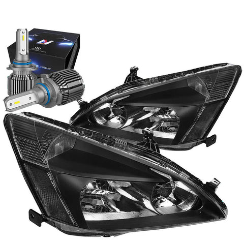 2007-2011 Honda Crv Black Housing Projector Headlights W/Led Kit Slim Style DNA MOTORING