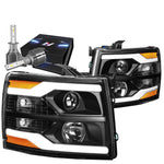 2007-2013 Chevy Silverado Drl Projector Headlight W/Led Kit+Cool Fan Black DNA MOTORING