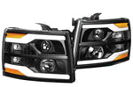 2007-2014 Chevy Silverado Dual Led Drl Projector Headlight/Lamp Black/Amber DNA MOTORING
