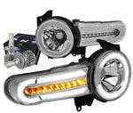 2007-2014 Fj Cruiser Led Sequential Headlight W/Led Kit+Coolfan Chrome/Clear DNA MOTORING