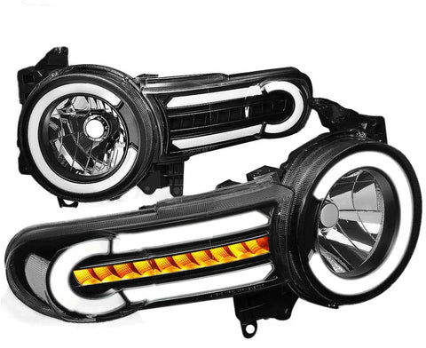 2007-2014 Fj Cruiser Pair 3D Led Drl+Sequential Turn Signal Headlight Lamps DNA MOTORING