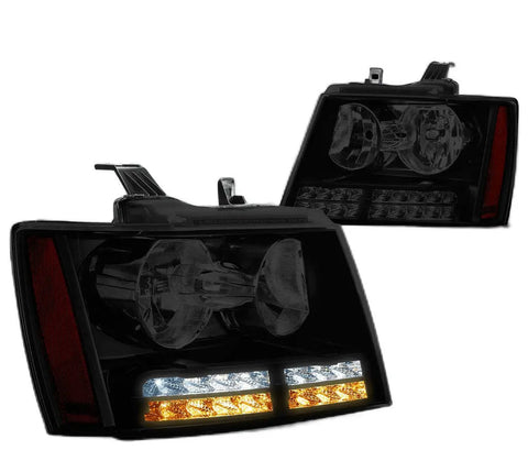 2007-2014 Suburban Tahoe Led Drl+Turn Signal Headlight Headlamp Tinted/Amber DNA MOTORING