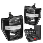 2008-2010 Ford Super Duty F250 Black Clear Signal Headlight Head Lamp+Tools DNA MOTORING