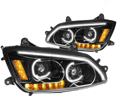 2008-2019 Kenworth T170 T370 T660 Led Drl+Signal Dual Projector Headlights DNA MOTORING