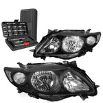 2009-2010 Toyota Corolla E140 Black Clear Corner Headlight Head Lamp+Tools DNA MOTORING