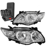 2009-2010 Toyota Corolla E140 Chrome Clear Corner Headlight Head Lamp+Tools DNA MOTORING