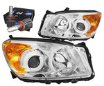 2009-2012 Toyota Rav4 Projector Headlight W/Led Kit+Cool Fan Chrome/Amber DNA MOTORING