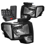 2009-2014 Ford F-150 Euro Black Clear Side Headlight Lamps Oe Style+Tools DNA MOTORING