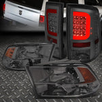 2009-2017 Dodge Ram Red Led Bar Smoked Tail Light+Amber Side Quad Headlight Speed Daddy
