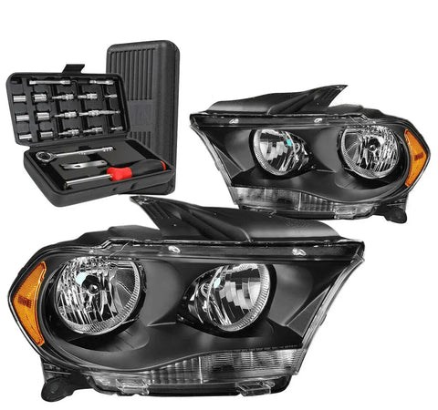 2011-2013 Dodge Durango Oe Style Black Amber Side Headlight Head Lamps+Tools DNA MOTORING