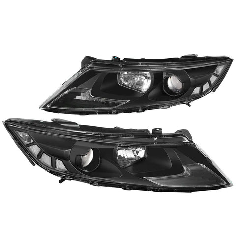 2011-2013 Optima Oe Style Projector Headlight Lamps Black Housing Clear Lens DNA MOTORING