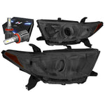 2011-2013 Toyota Highlander Projector Headlights W/Led Kit+Cool Fan Smoked DNA MOTORING